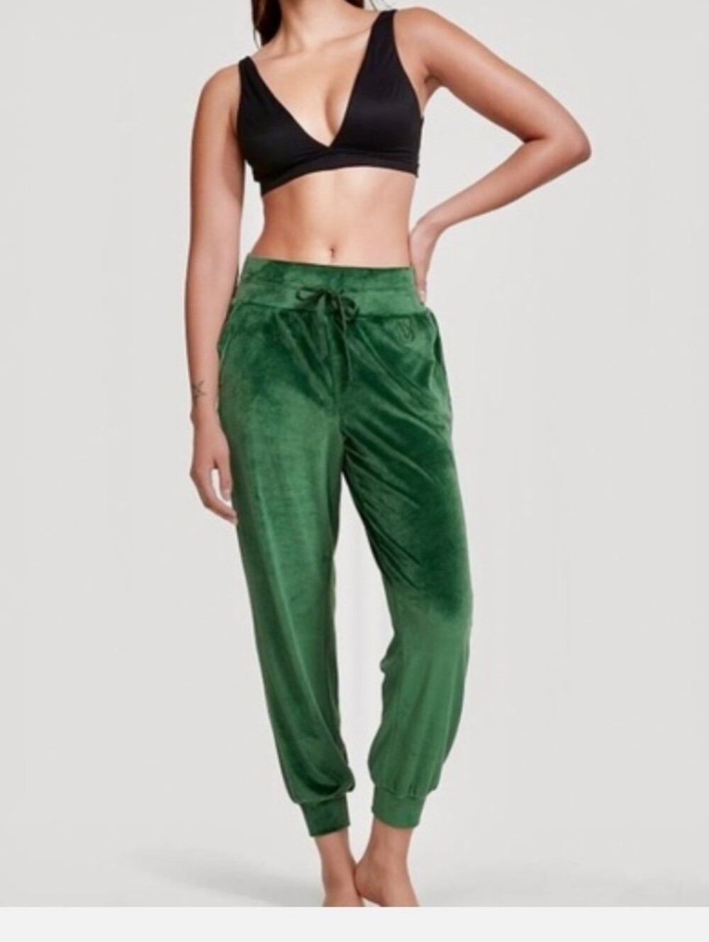 Velour Jogger Pants Medium – esmerald Green Plush Lounge Sweatpants